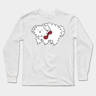 Fluffy White Dog Wearing a Ribbon Long Sleeve T-Shirt